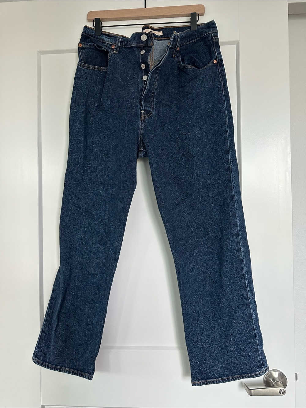 Levi's Dark Blue High-Rise Button-Fly Jeans